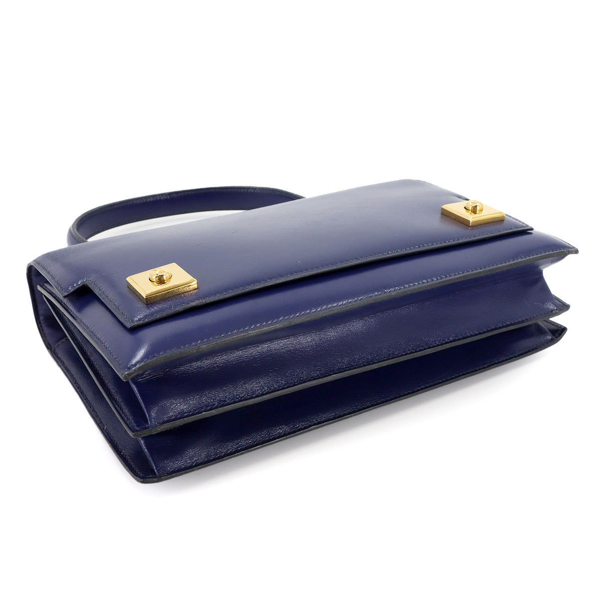 Piano Hand Bag Box Calf Blue Vintage Purse