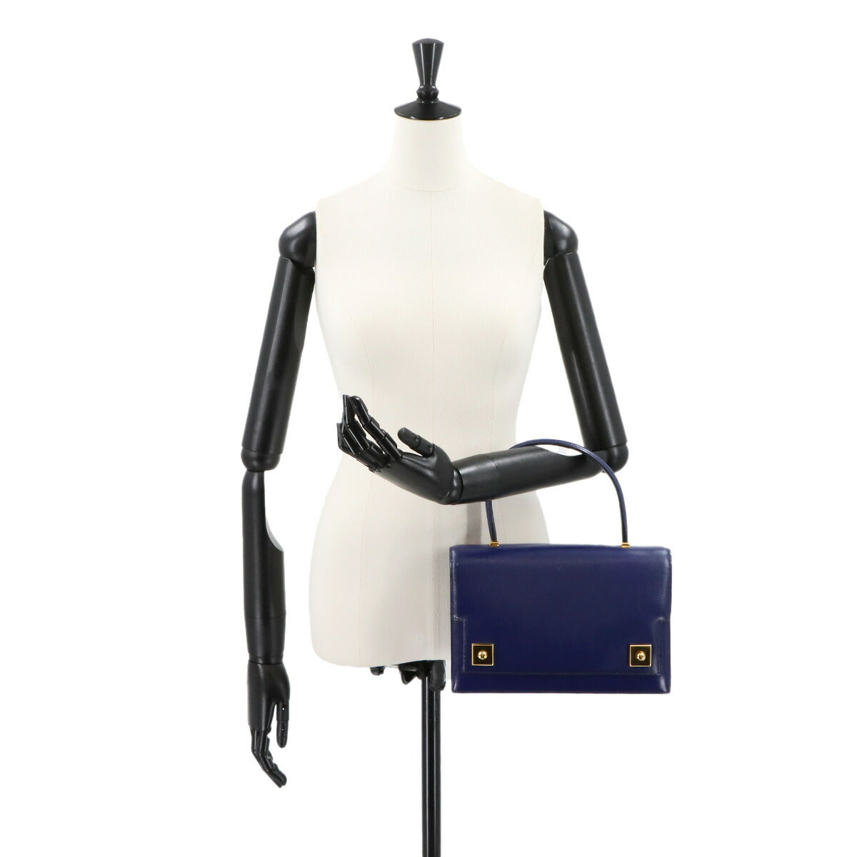 Piano Hand Bag Box Calf Blue Vintage Purse