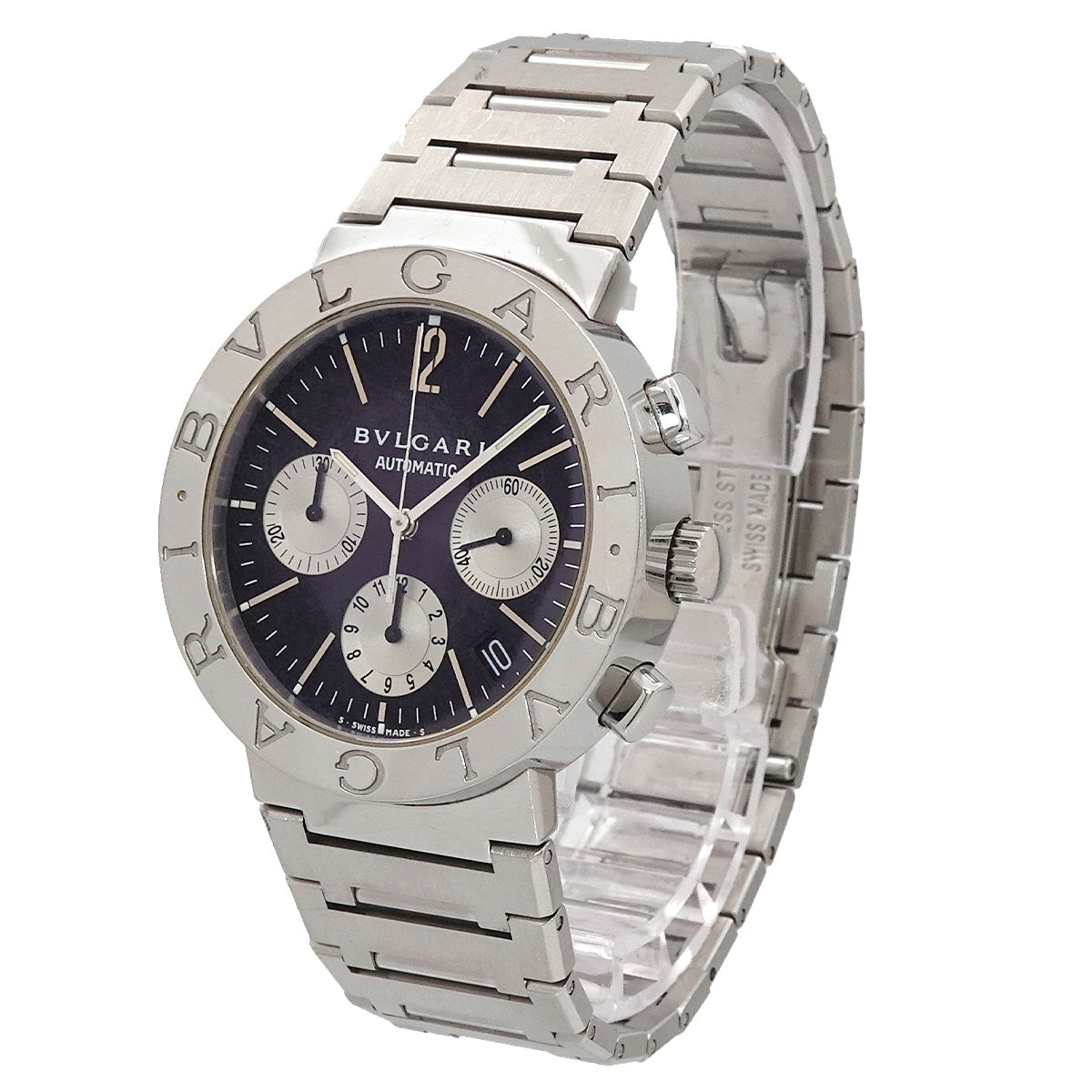 BVLGARIBVLGARI BB38SSCH Chronograph Date Black Dial Mens
