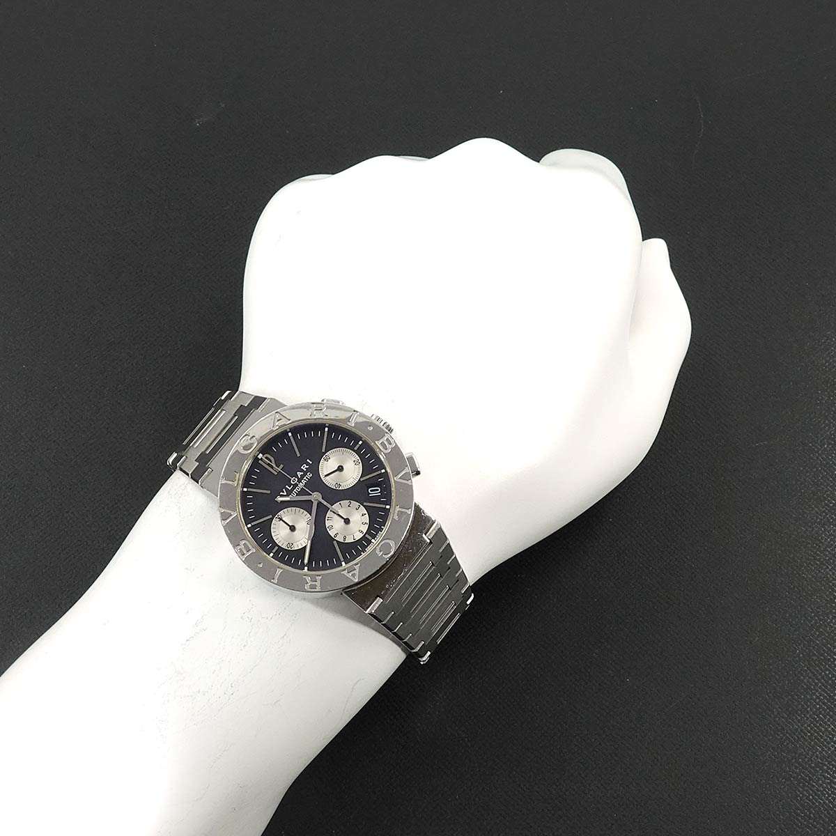 BVLGARIBVLGARI BB38SSCH Chronograph Date Black Dial Mens