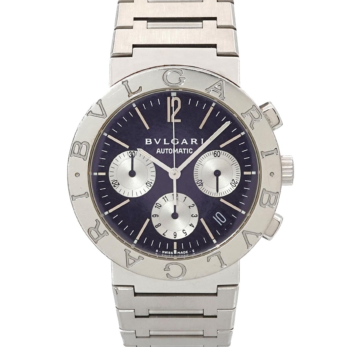 BVLGARIBVLGARI BB38SSCH Chronograph Date Black Dial Mens