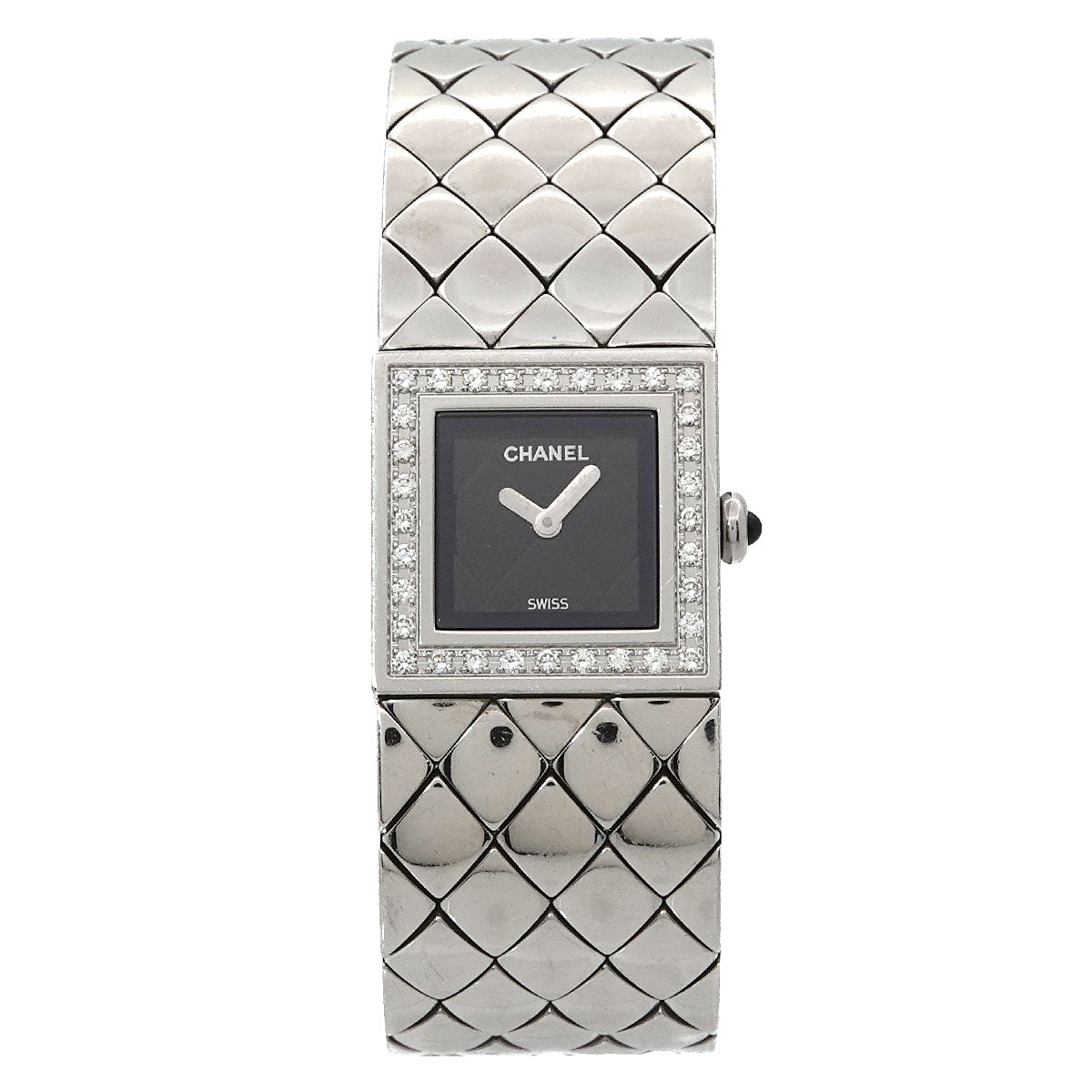 Matelasse H0489 Bezel Diamond Quartz Black Dial Ladies Watch