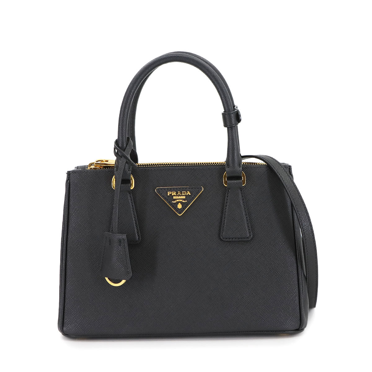 Galleria Small Hand Shoulder Bag Saffiano Leather Black 1BA896