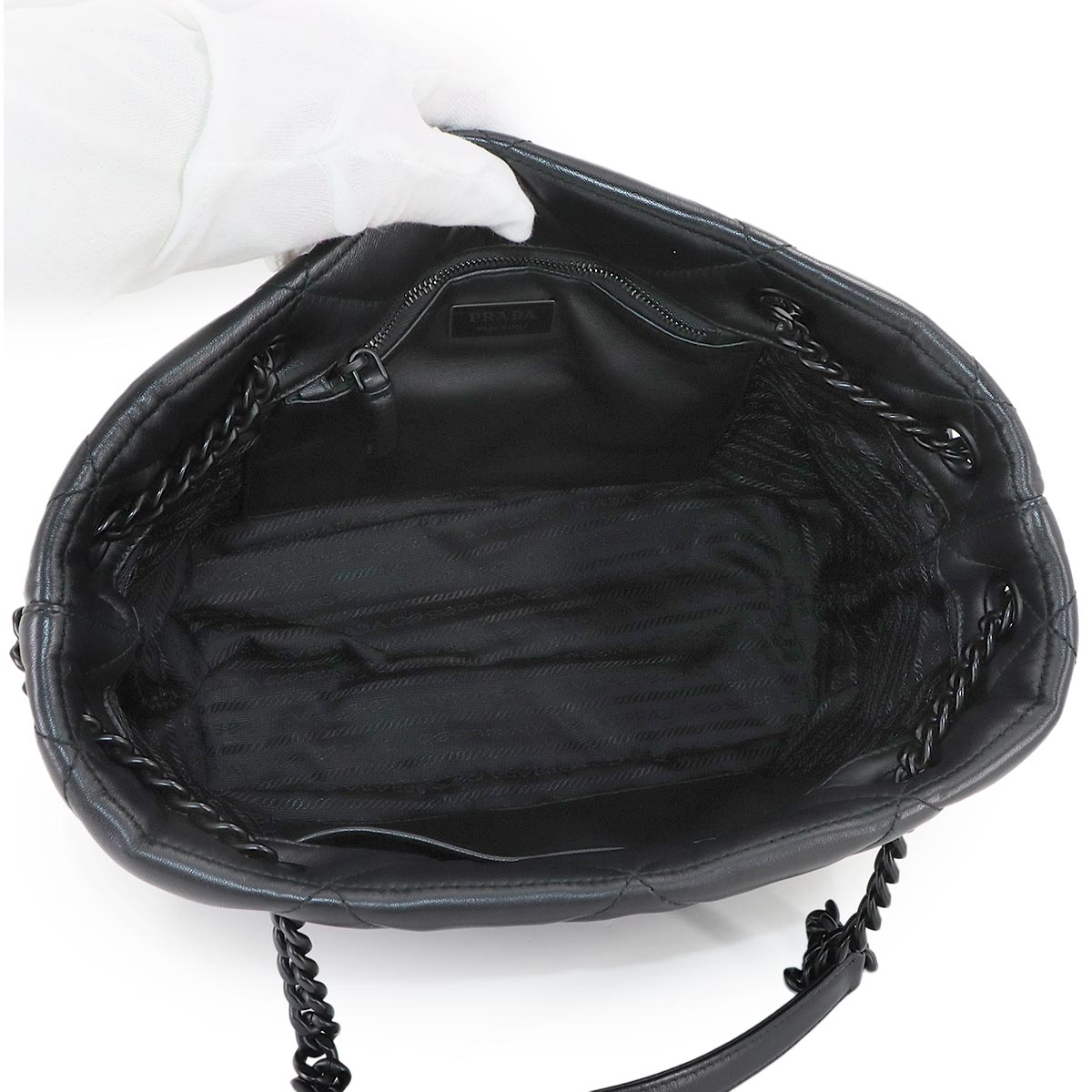 Spectrum Chain Tote Bag Leather Black 1BG298 Purse