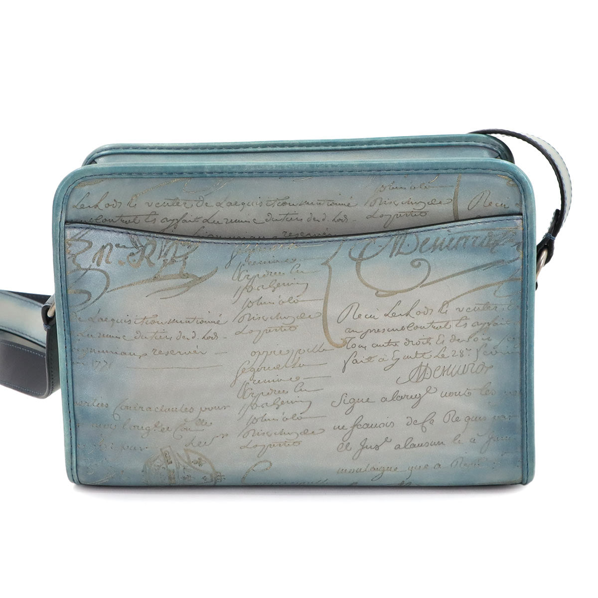 Journalier Messenger Bag Shoulder Scrit Venezia Leather Blue