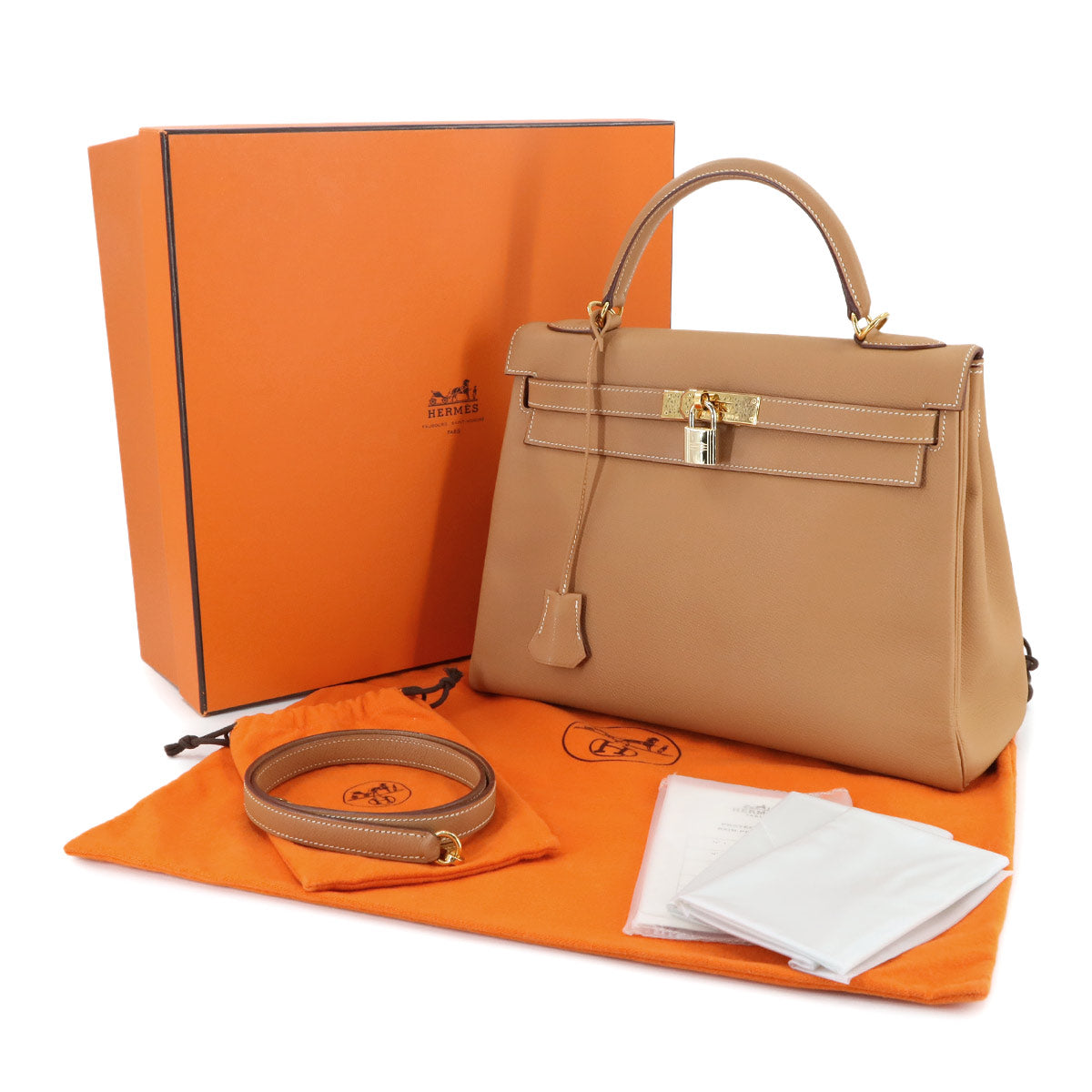 Kelly 32 Epsom Natural 2way Hand Shoulder Bag Purse