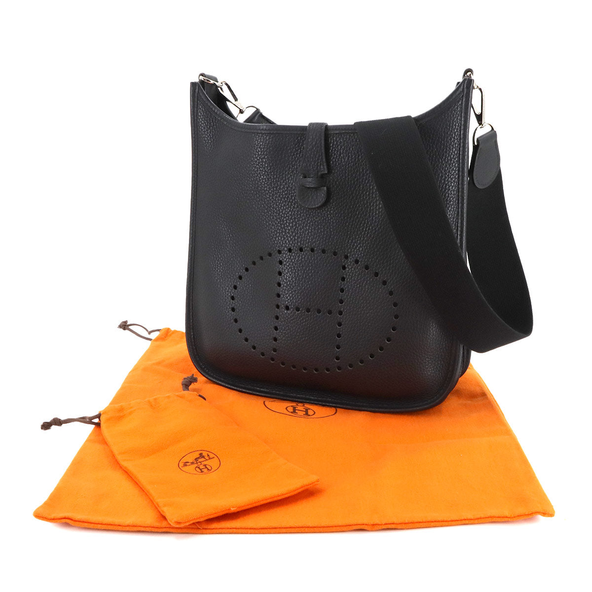 Evelyne 1 PM Shoulder Bag Taurillon Clemence Black Purse