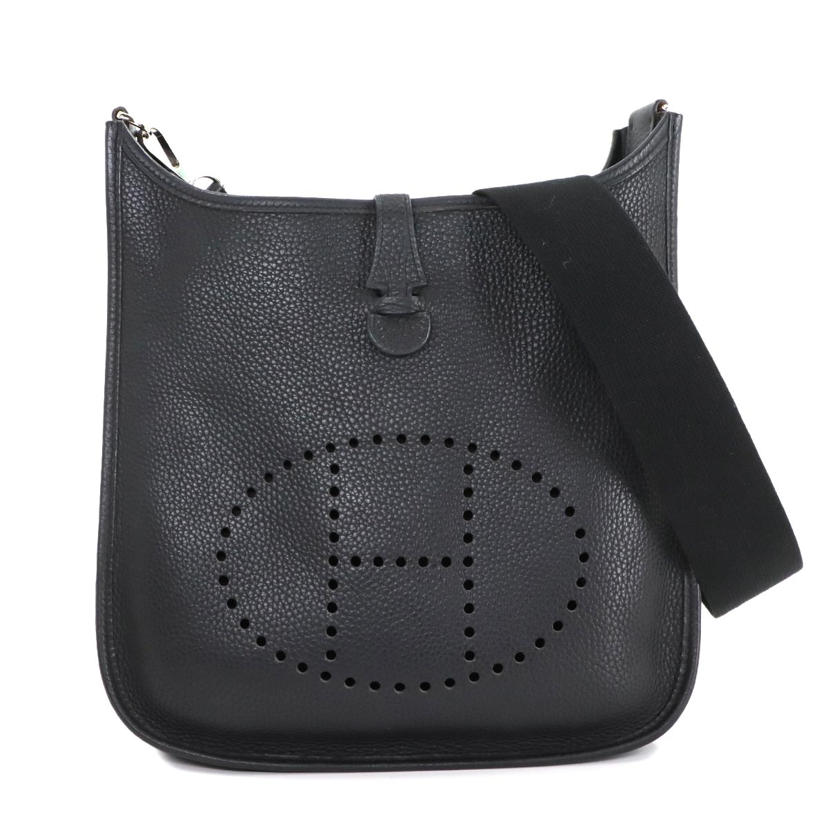 Evelyne 1 PM Shoulder Bag Taurillon Clemence Black Purse