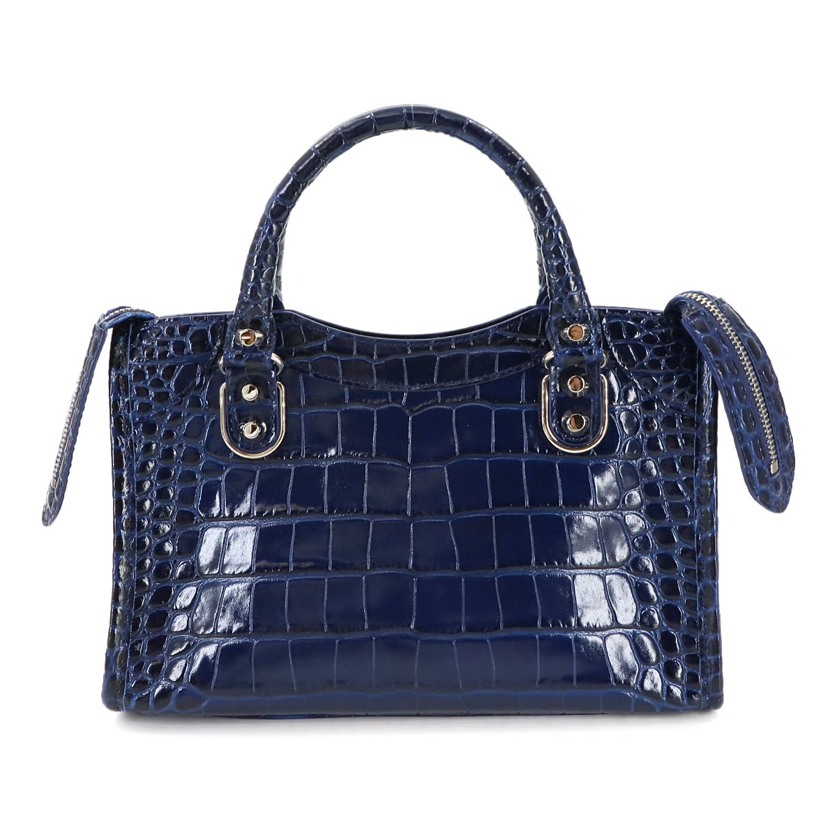 Classic Metallic Edge Mini City Hand Shoulder Bag Navy