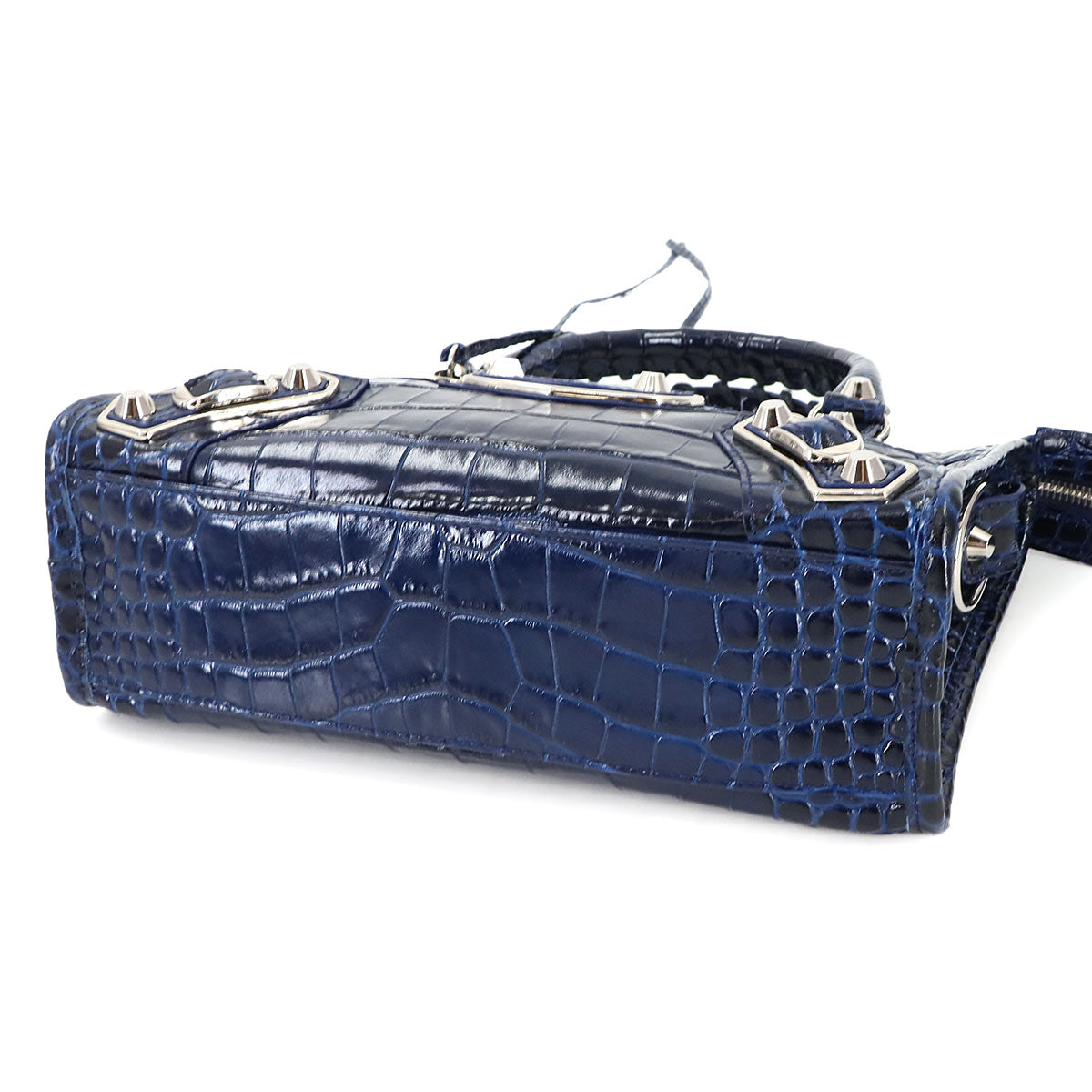 Classic Metallic Edge Mini City Hand Shoulder Bag Navy
