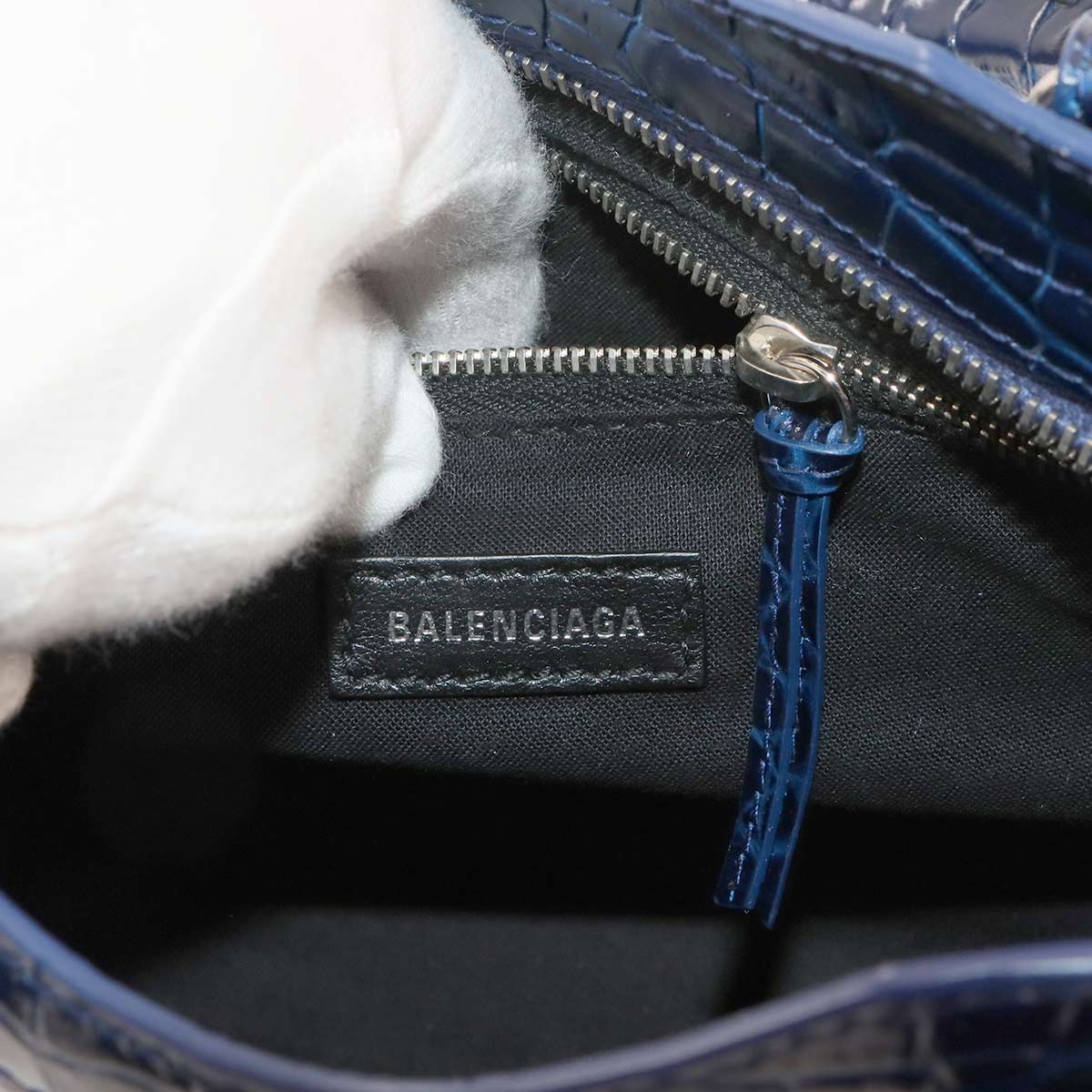 Classic Metallic Edge Mini City Hand Shoulder Bag Navy