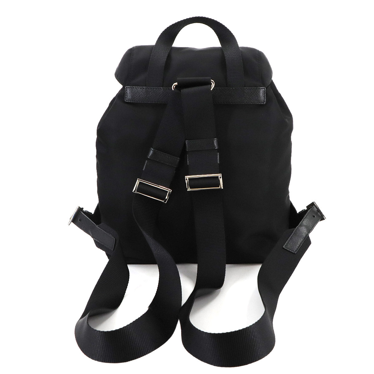 Small Backpack Nylon Saffiano Leather Black 1BZ677 Purse