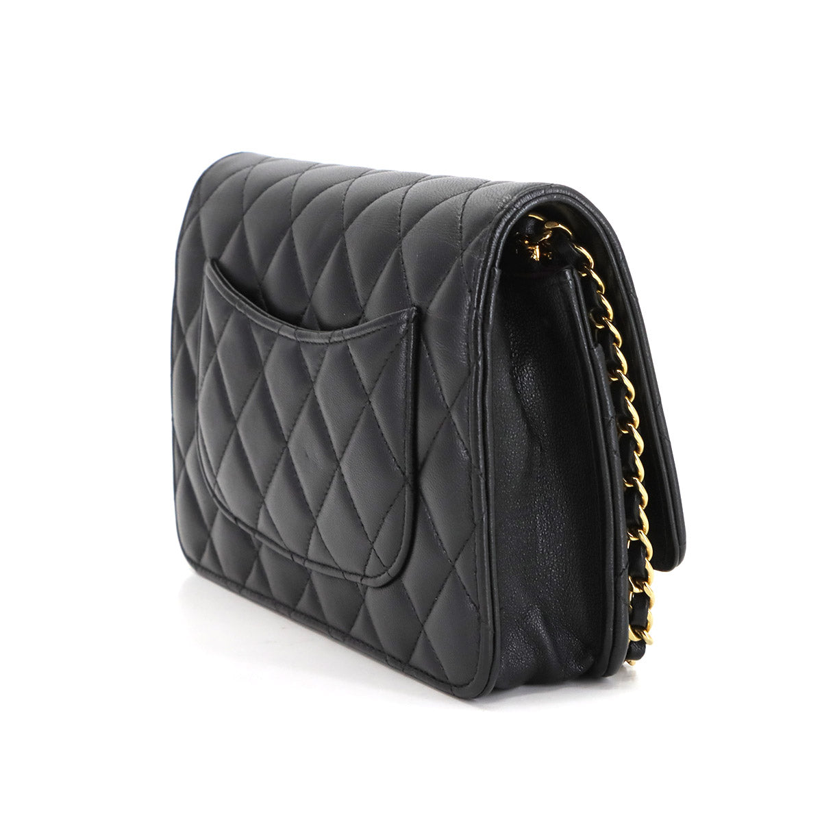 Matelasse Classic Chain Wallet Skin Leather Black AP0250