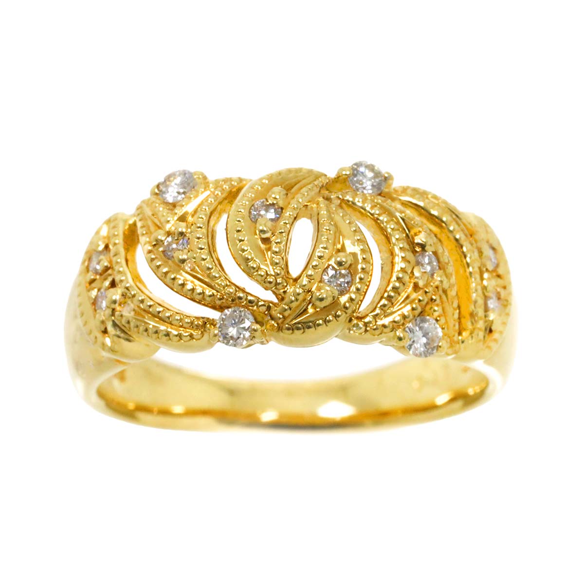 Diamond 0.17ct Ring 18K YG Yellow Gold 750 5.5-5.75(US)