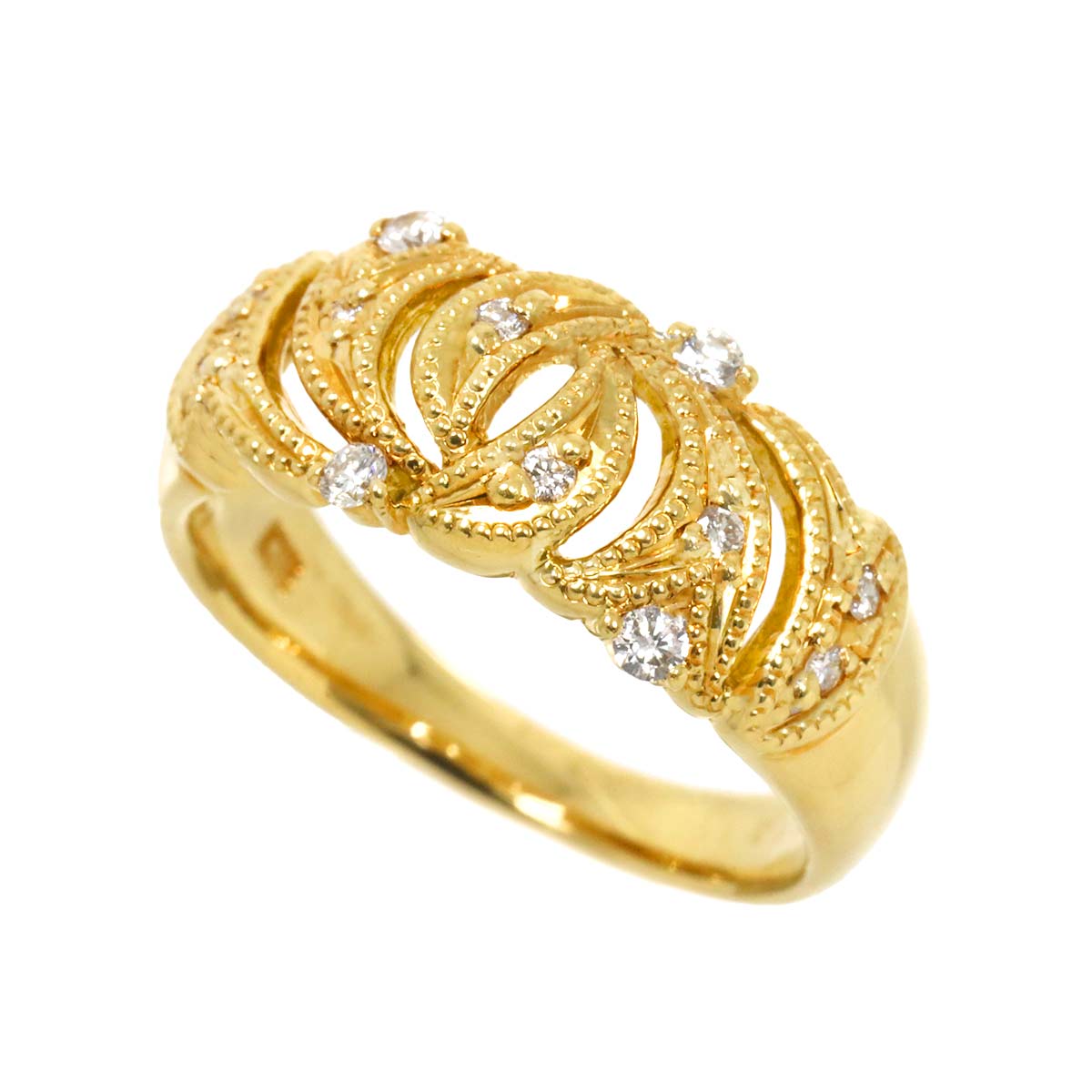 Diamond 0.17ct Ring 18K YG Yellow Gold 750 5.5-5.75(US)