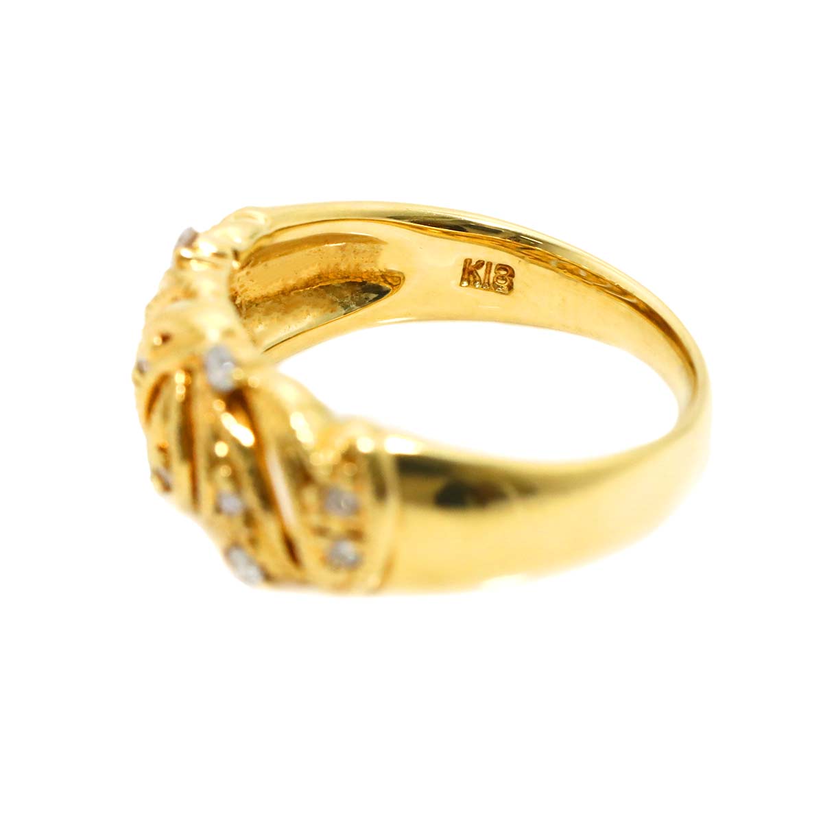 Diamond 0.17ct Ring 18K YG Yellow Gold 750 5.5-5.75(US)