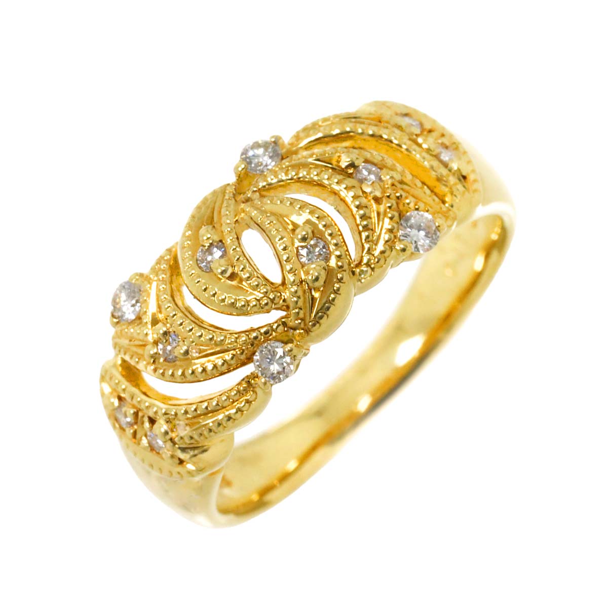 Diamond 0.17ct Ring 18K YG Yellow Gold 750 5.5-5.75(US)