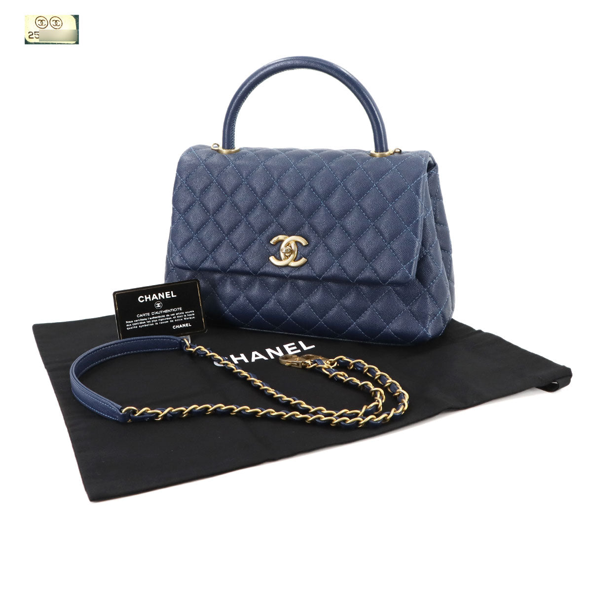 Coco Handle Matelasse Hand Shoulder Bag Leather Blue A92991