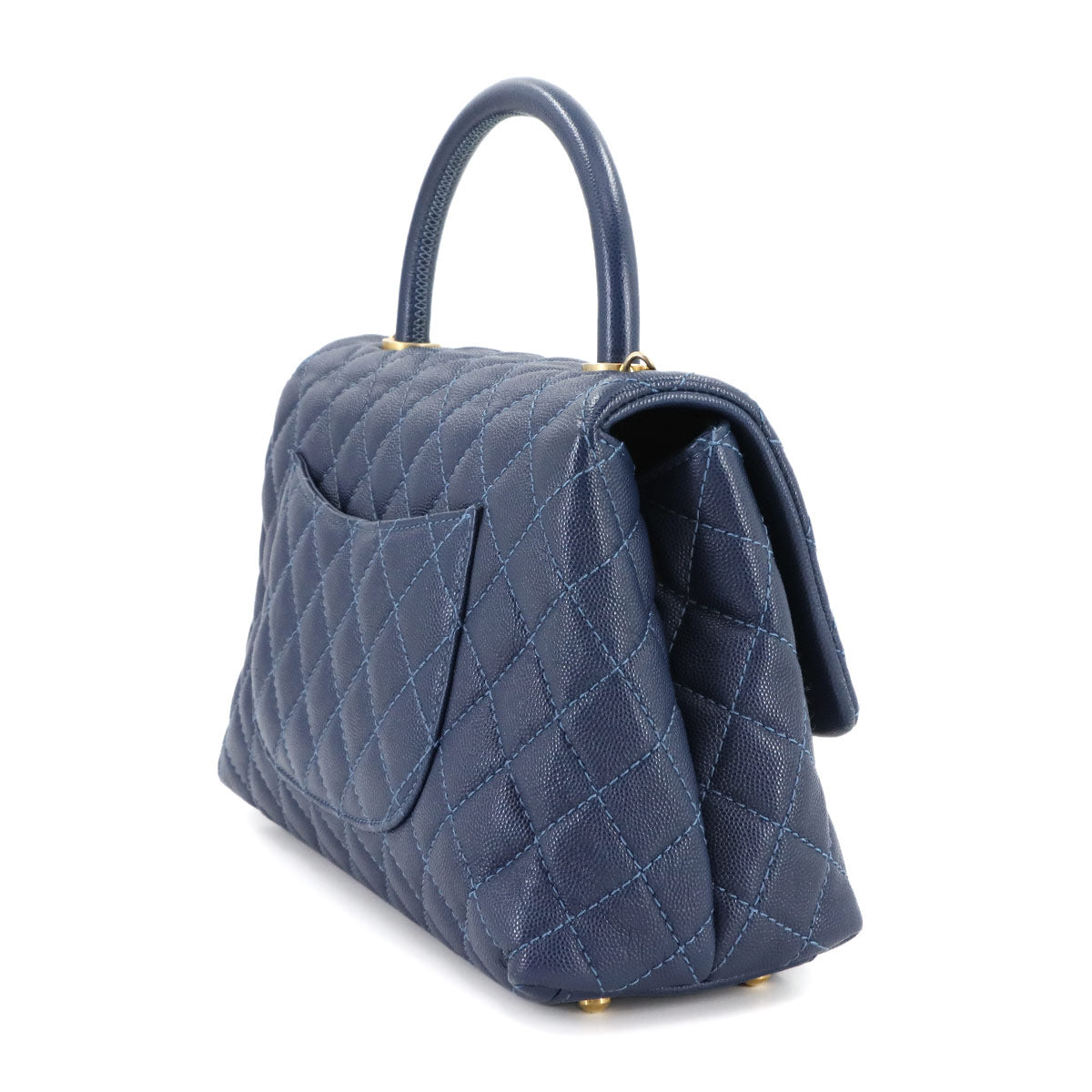 Coco Handle Matelasse Hand Shoulder Bag Leather Blue A92991