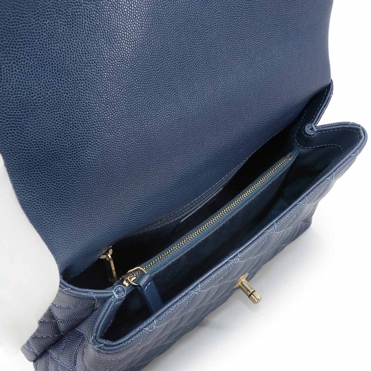 Coco Handle Matelasse Hand Shoulder Bag Leather Blue A92991