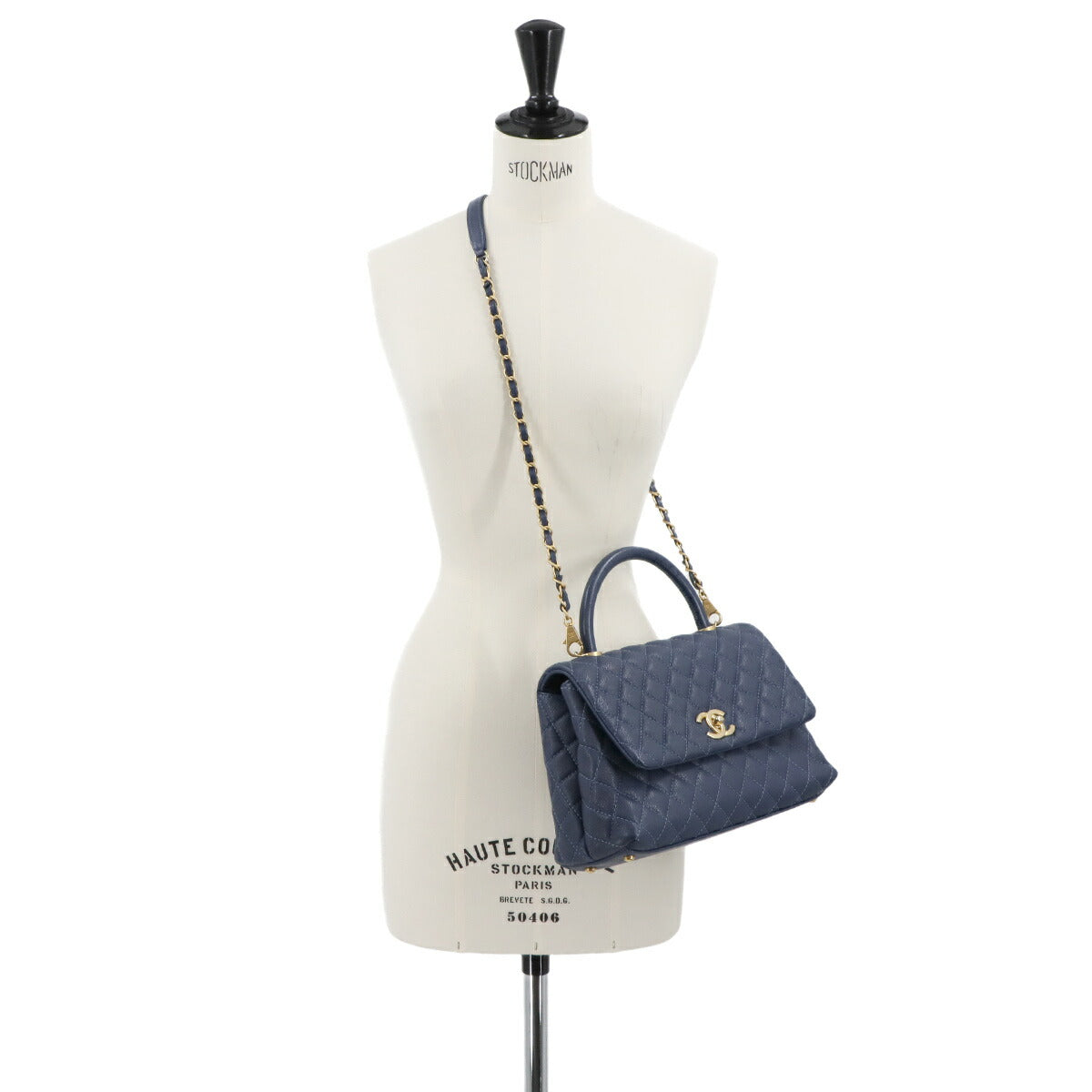 Coco Handle Matelasse Hand Shoulder Bag Leather Blue A92991