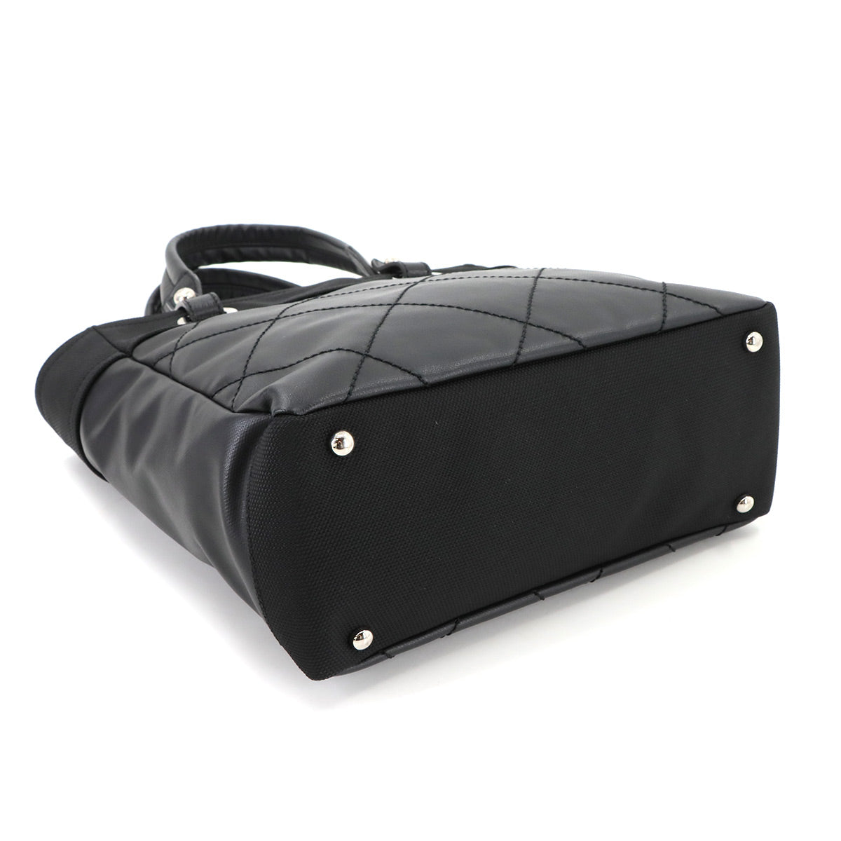 Paris Biarritz PM Tote Bag PVC Nylon Leather Black A34208 Purse