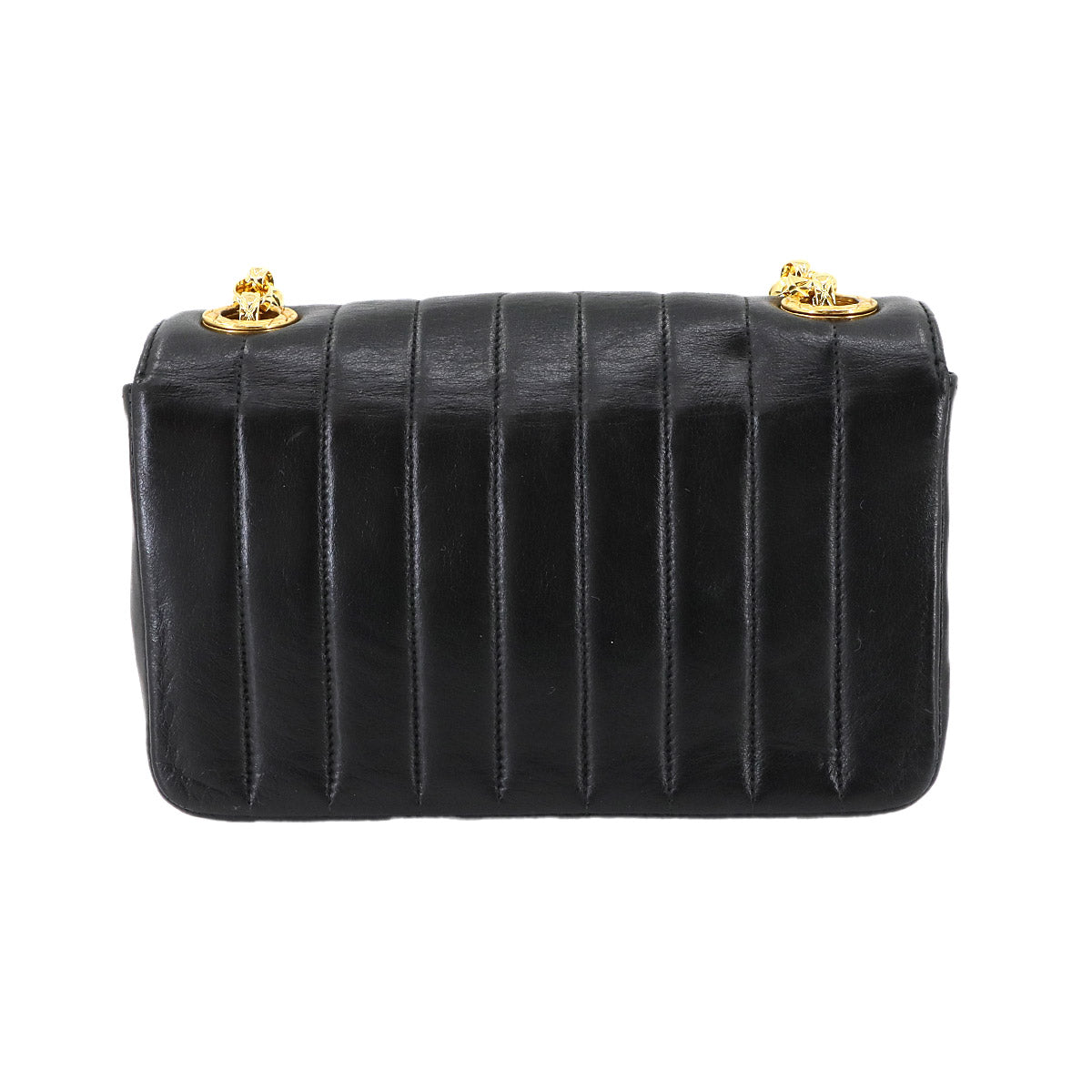 Bijou Chain Shoulder Bag Leather Black Vintage Purse