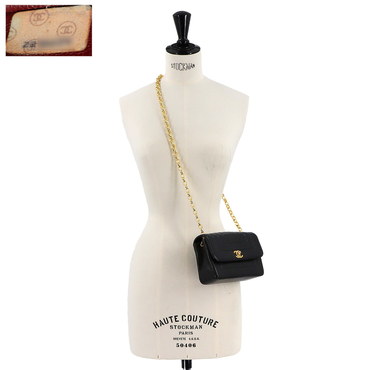 Bijou Chain Shoulder Bag Leather Black Vintage Purse