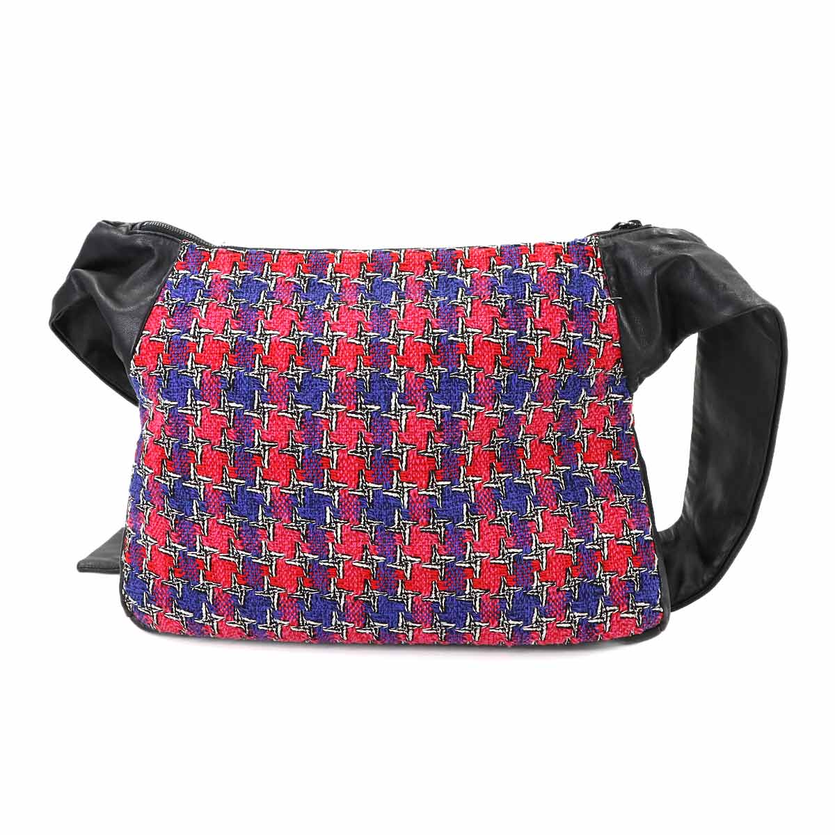 Girlchanel Shoulder Bag Tweed Leather Multicolor Black A90766