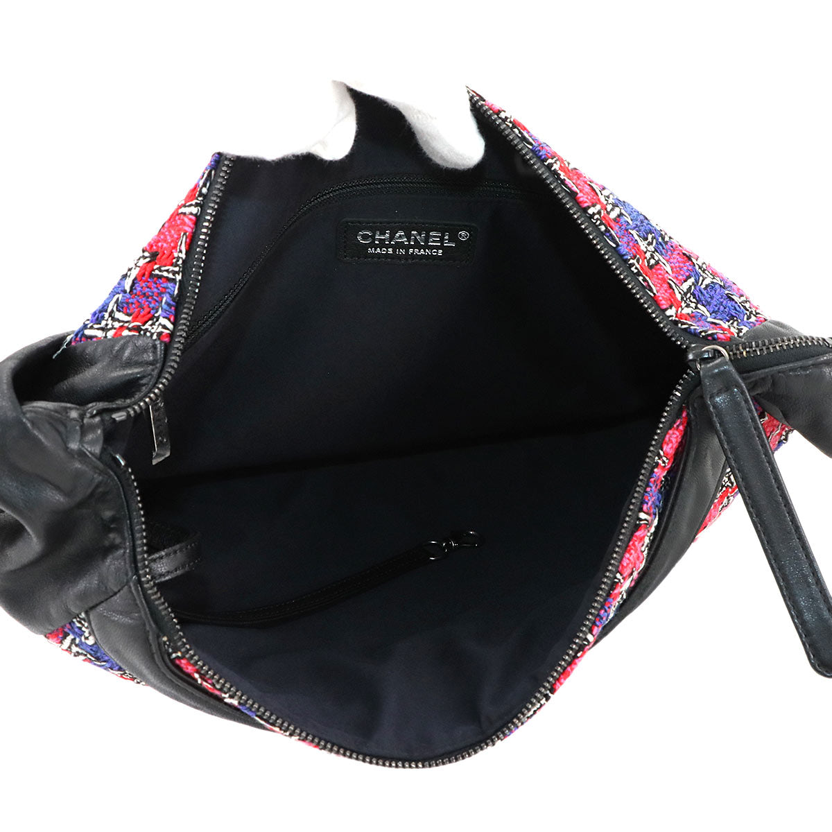 Girlchanel Shoulder Bag Tweed Leather Multicolor Black A90766