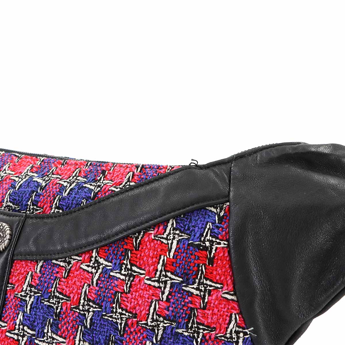 Girlchanel Shoulder Bag Tweed Leather Multicolor Black A90766