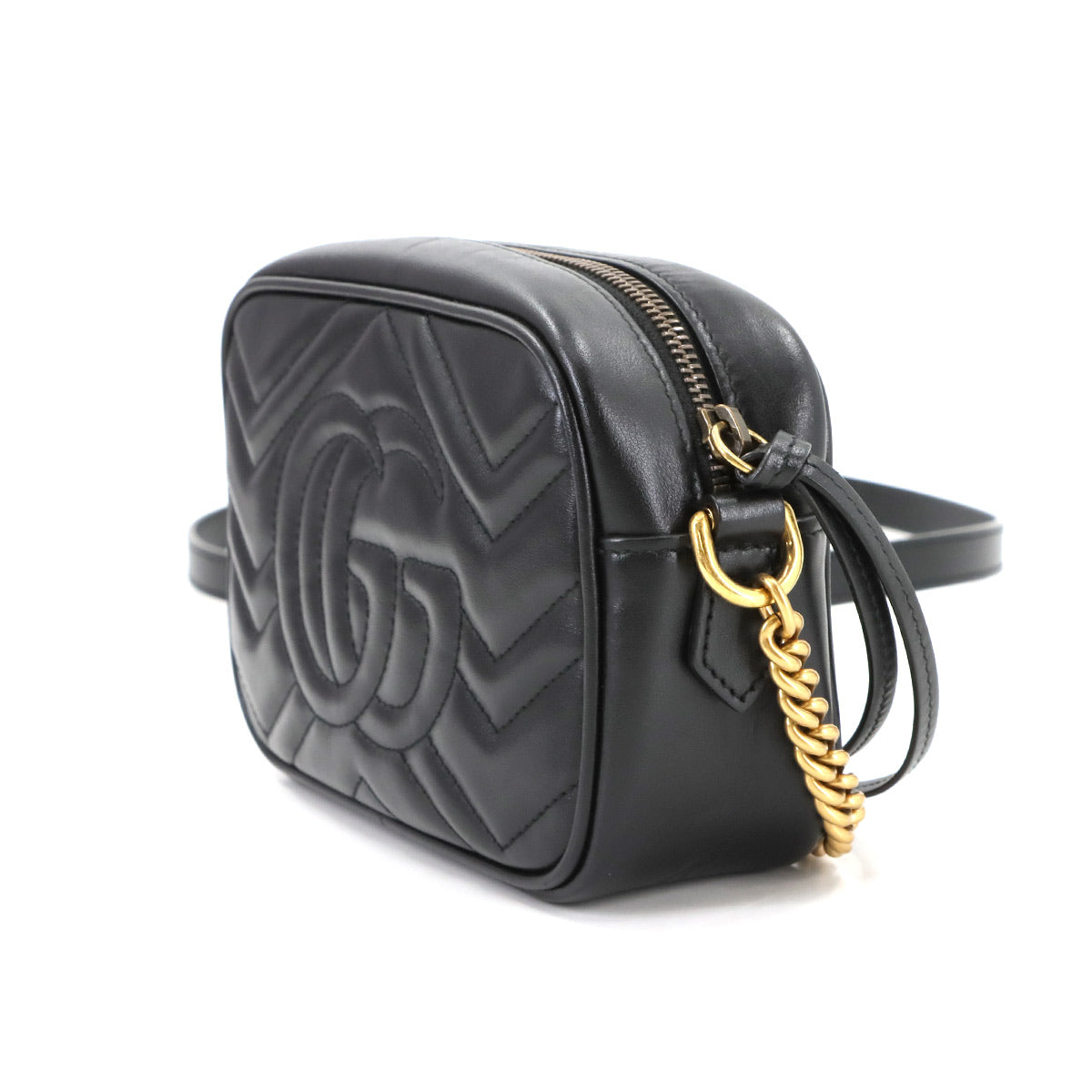 GG Marmont Quilting Mini Chain Shoulder Bag Leather Black 448065