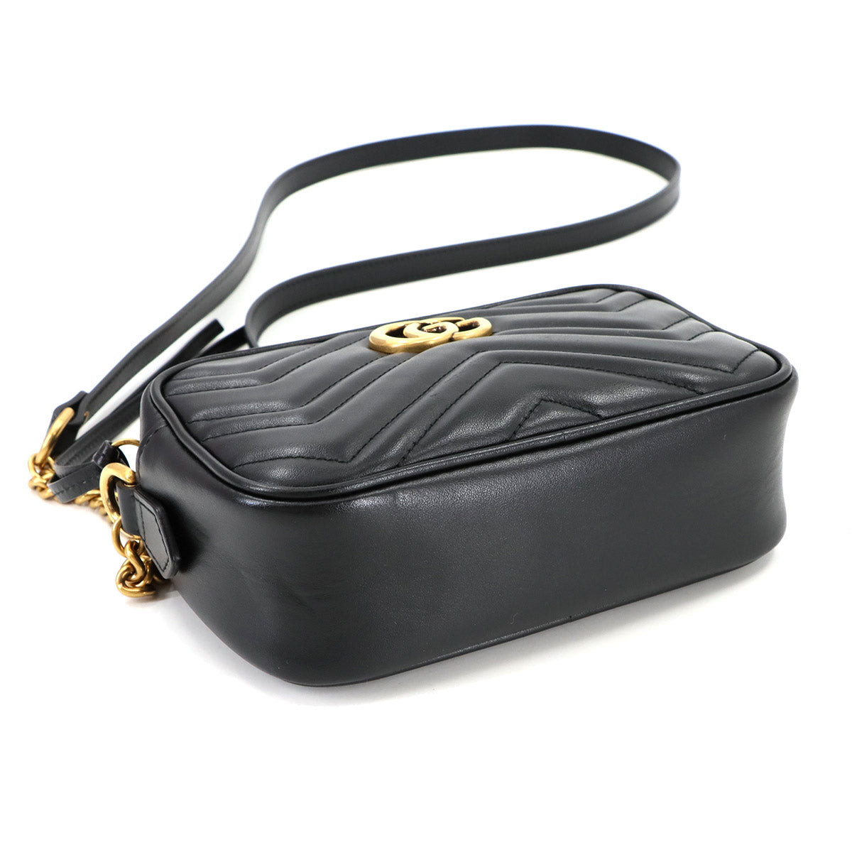 GG Marmont Quilting Mini Chain Shoulder Bag Leather Black 448065