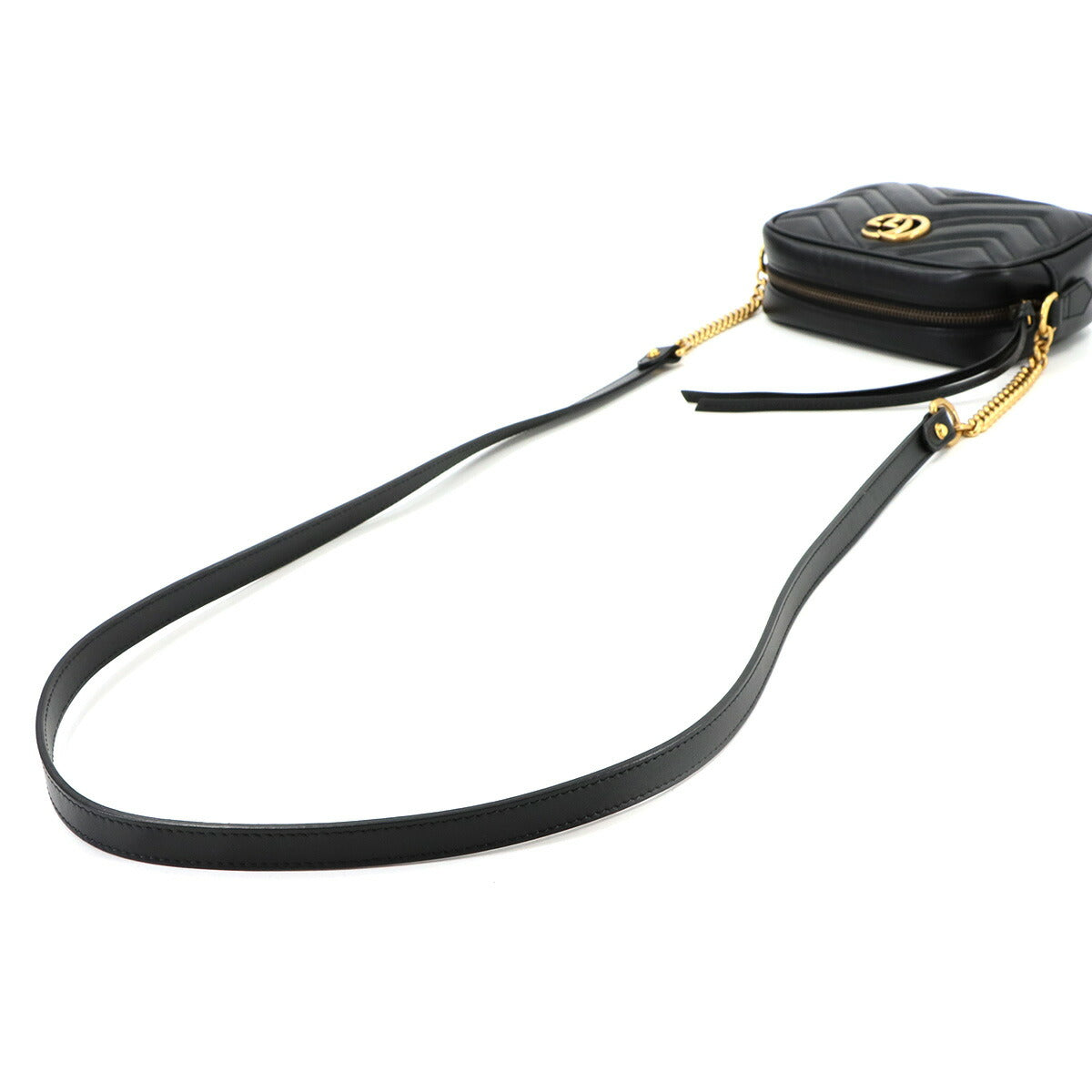 GG Marmont Quilting Mini Chain Shoulder Bag Leather Black 448065