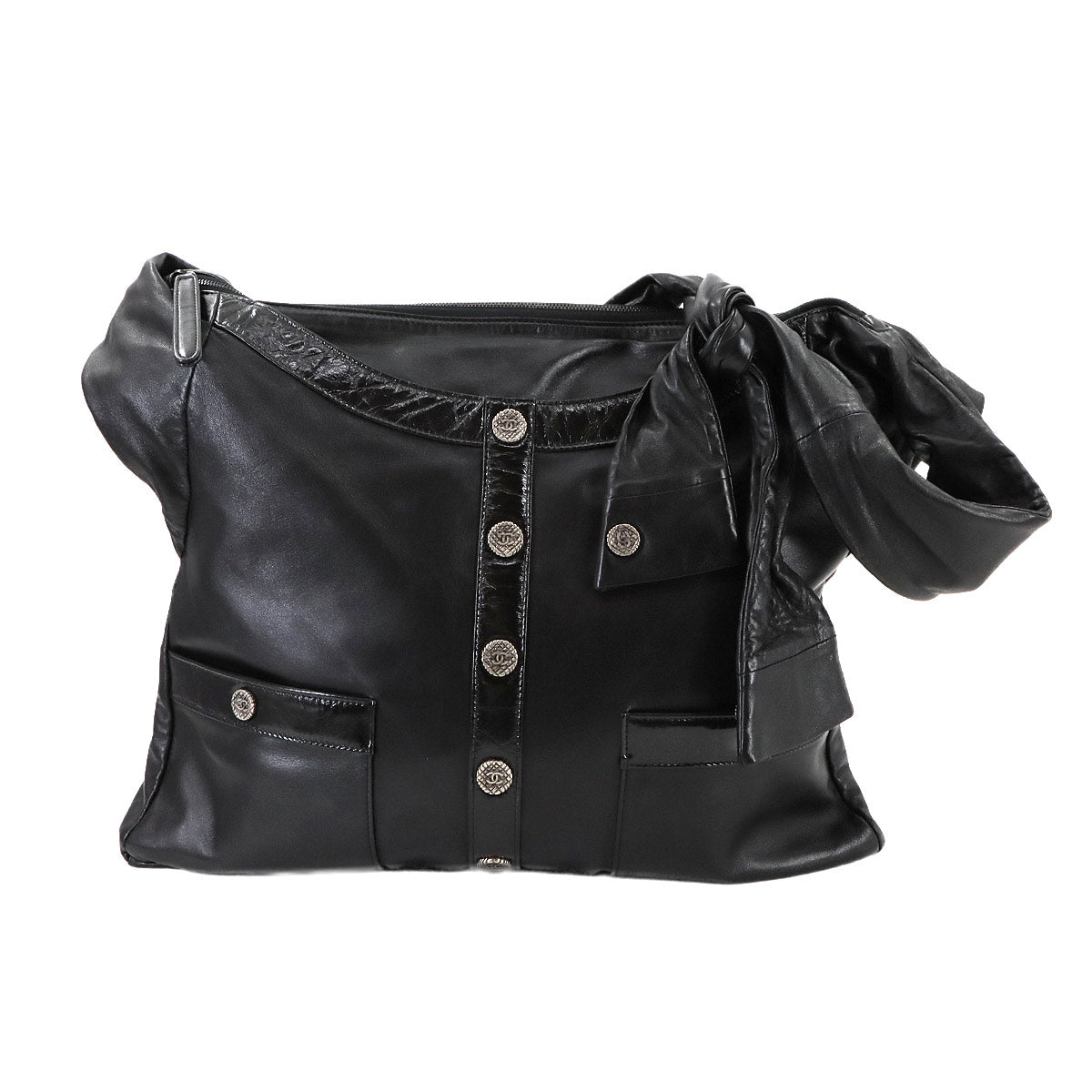 Large Girl Chanel Shoulder Bag Leather Black Purse