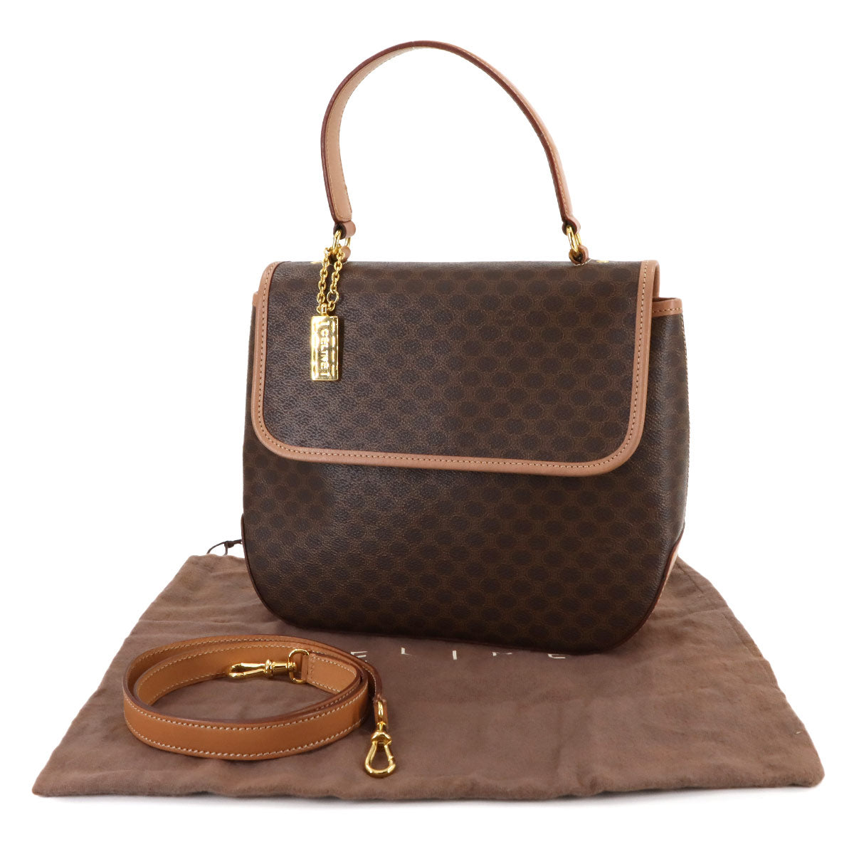 Macadam 2way Hand Shoulder Bag PVC Leather Brown Vintage