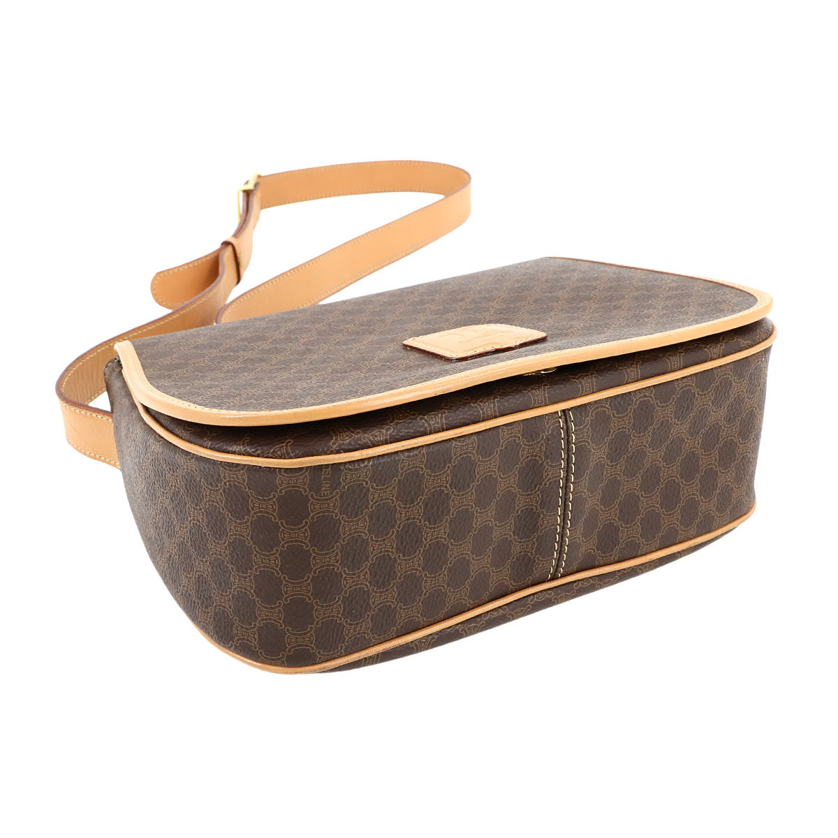 Macadam Shoulder Bag Leather PVC Brown Vintage Purse