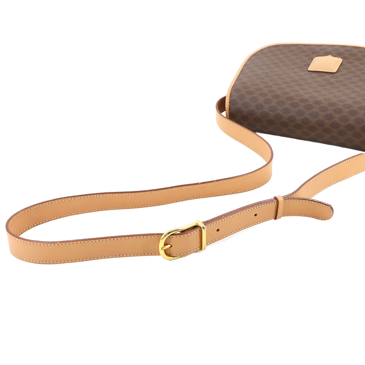 Macadam Shoulder Bag Leather PVC Brown Vintage Purse