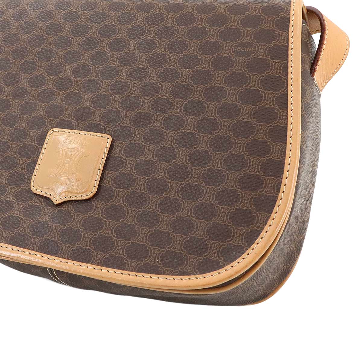 Macadam Shoulder Bag Leather PVC Brown Vintage Purse