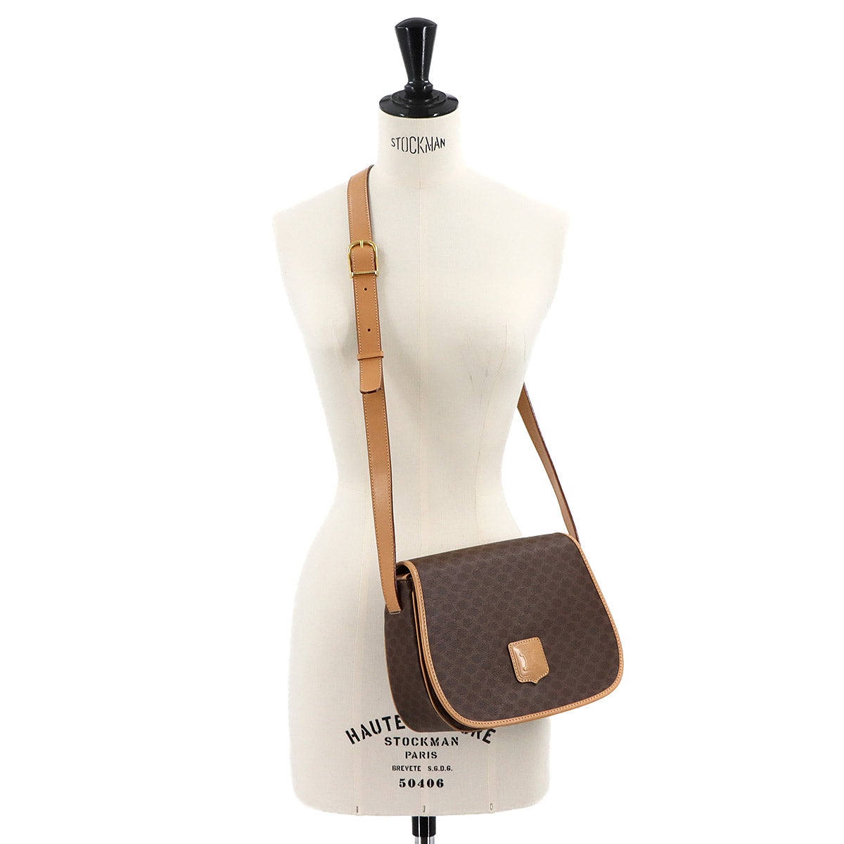 Macadam Shoulder Bag Leather PVC Brown Vintage Purse