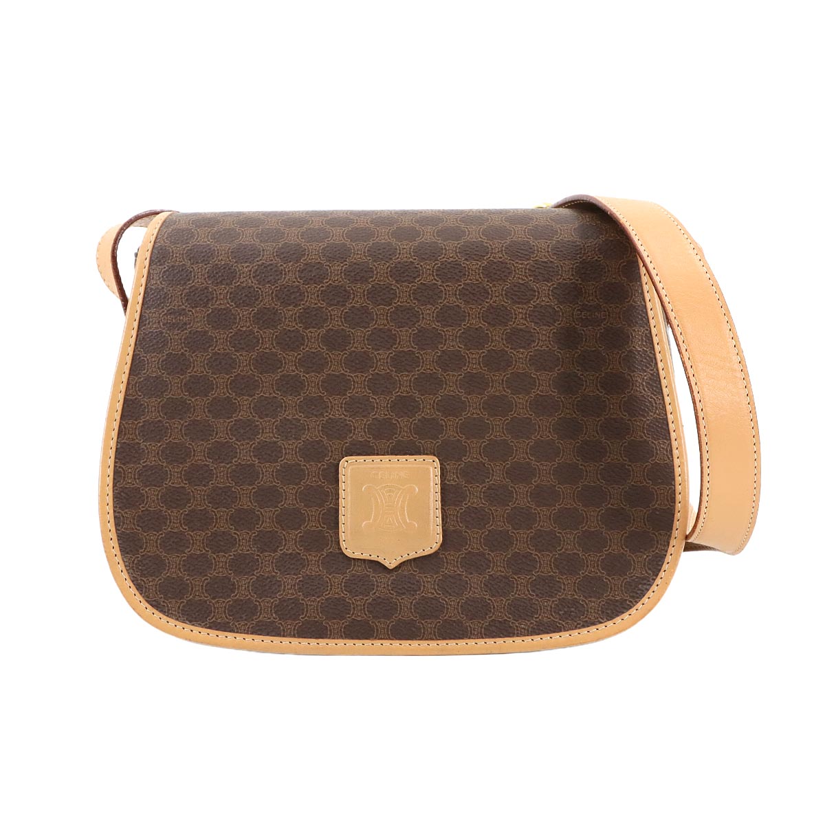 Macadam Shoulder Bag Leather PVC Brown Vintage Purse
