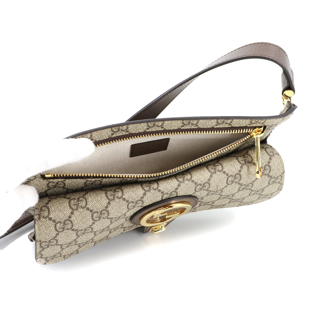 Blondie GG Supreme Belt Bag Leather Beige Brown 718154 Purse