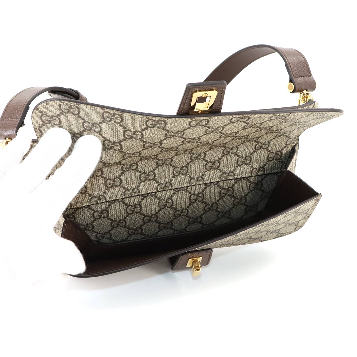 Blondie GG Supreme Belt Bag Leather Beige Brown 718154 Purse