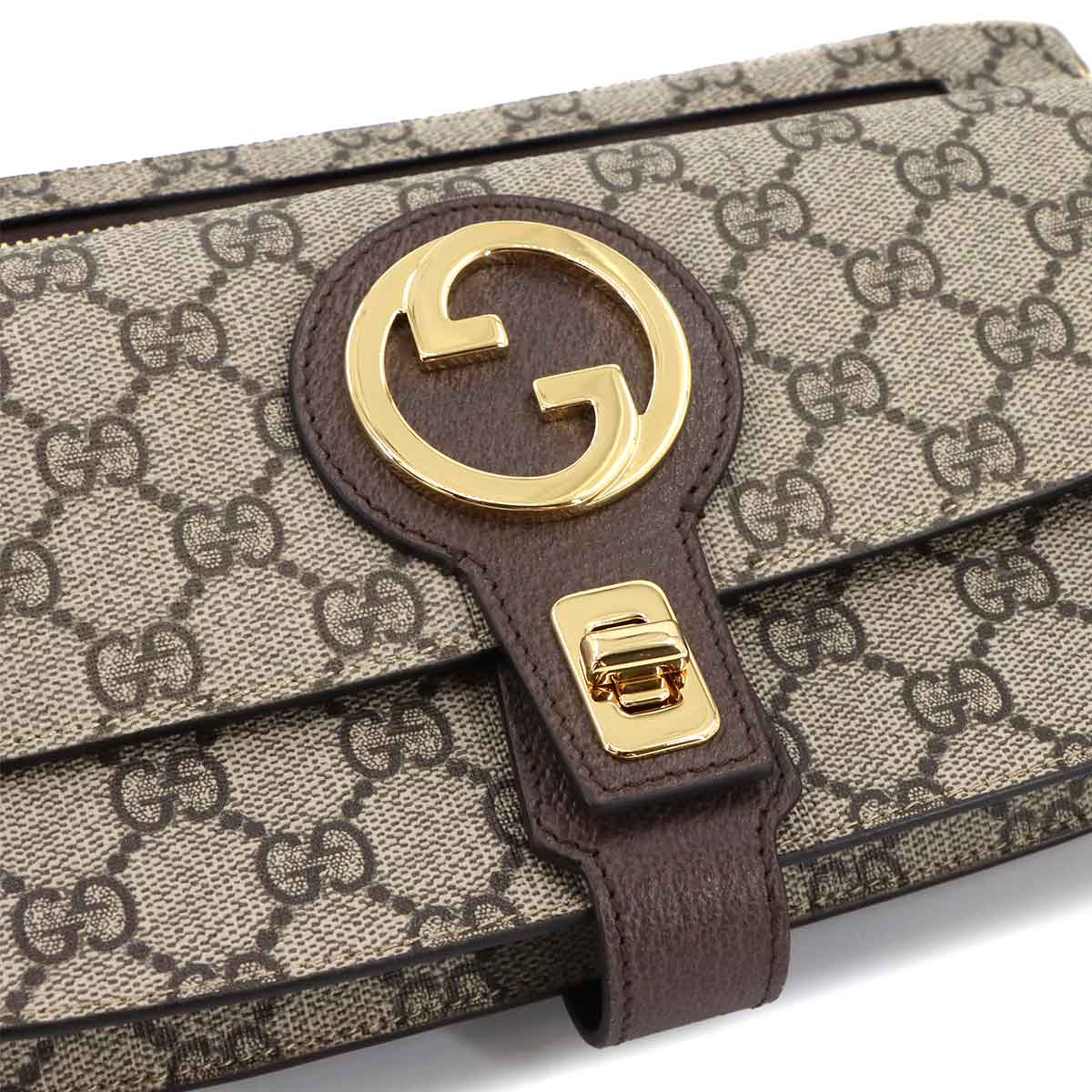 Blondie GG Supreme Belt Bag Leather Beige Brown 718154 Purse