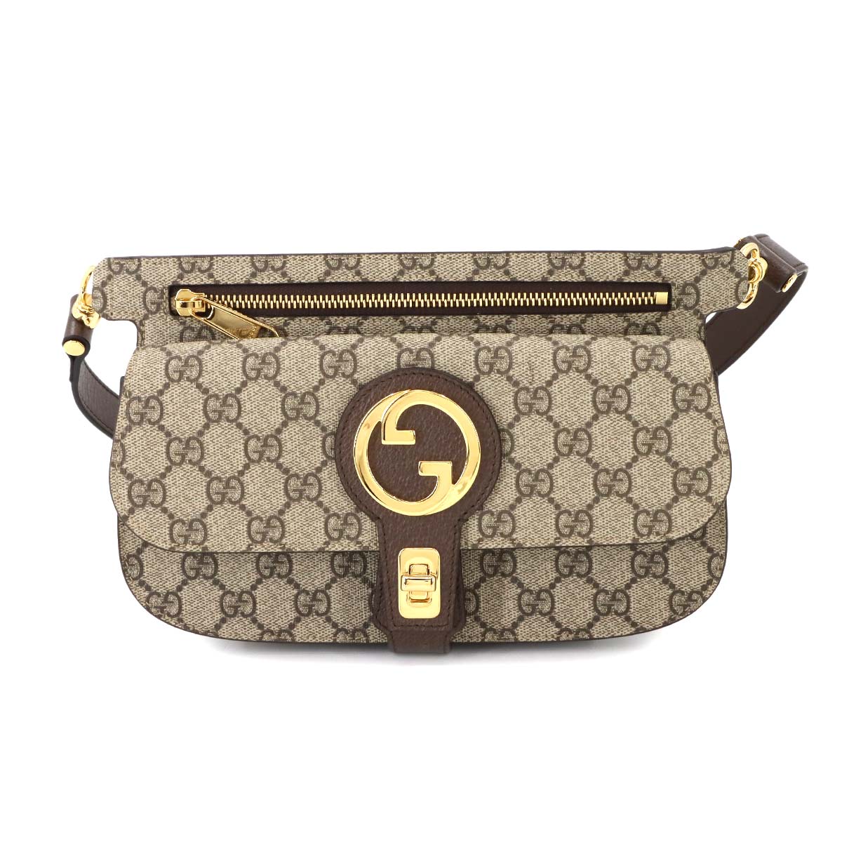Blondie GG Supreme Belt Bag Leather Beige Brown 718154 Purse