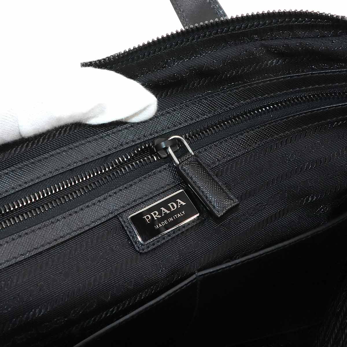 Briefcase Shoulder Bag Nylon Leather Black 2VE368