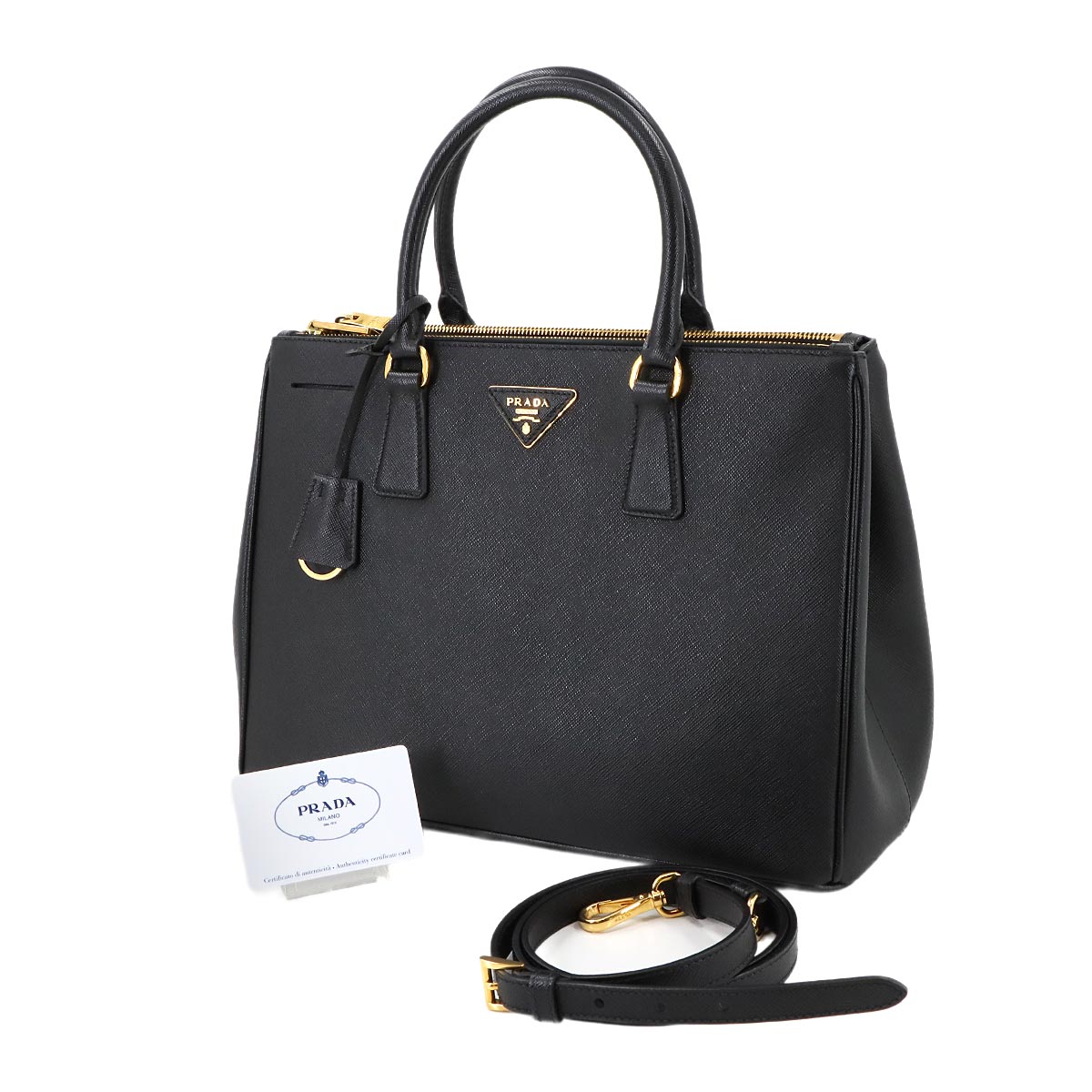 Galleria 2way Tote Shoulder Bag Saffiano Leather Black 1BA274