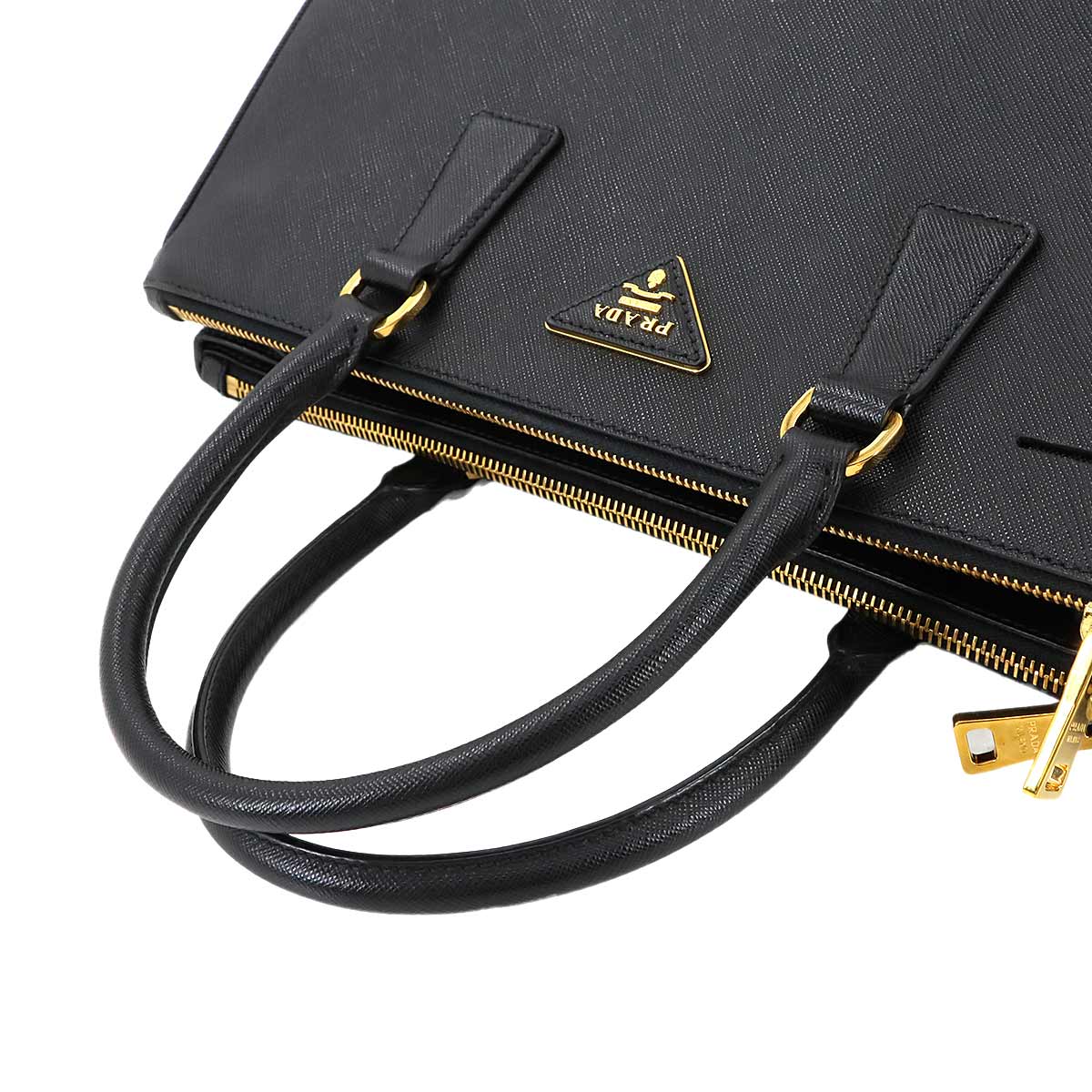 Galleria 2way Tote Shoulder Bag Saffiano Leather Black 1BA274