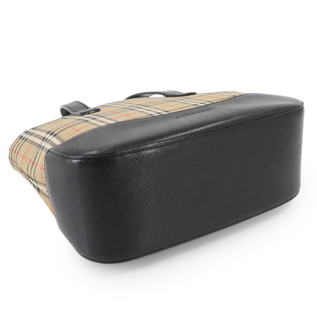 Plaid Small Hand Bag Canvas Leather Beige Black Haymarket