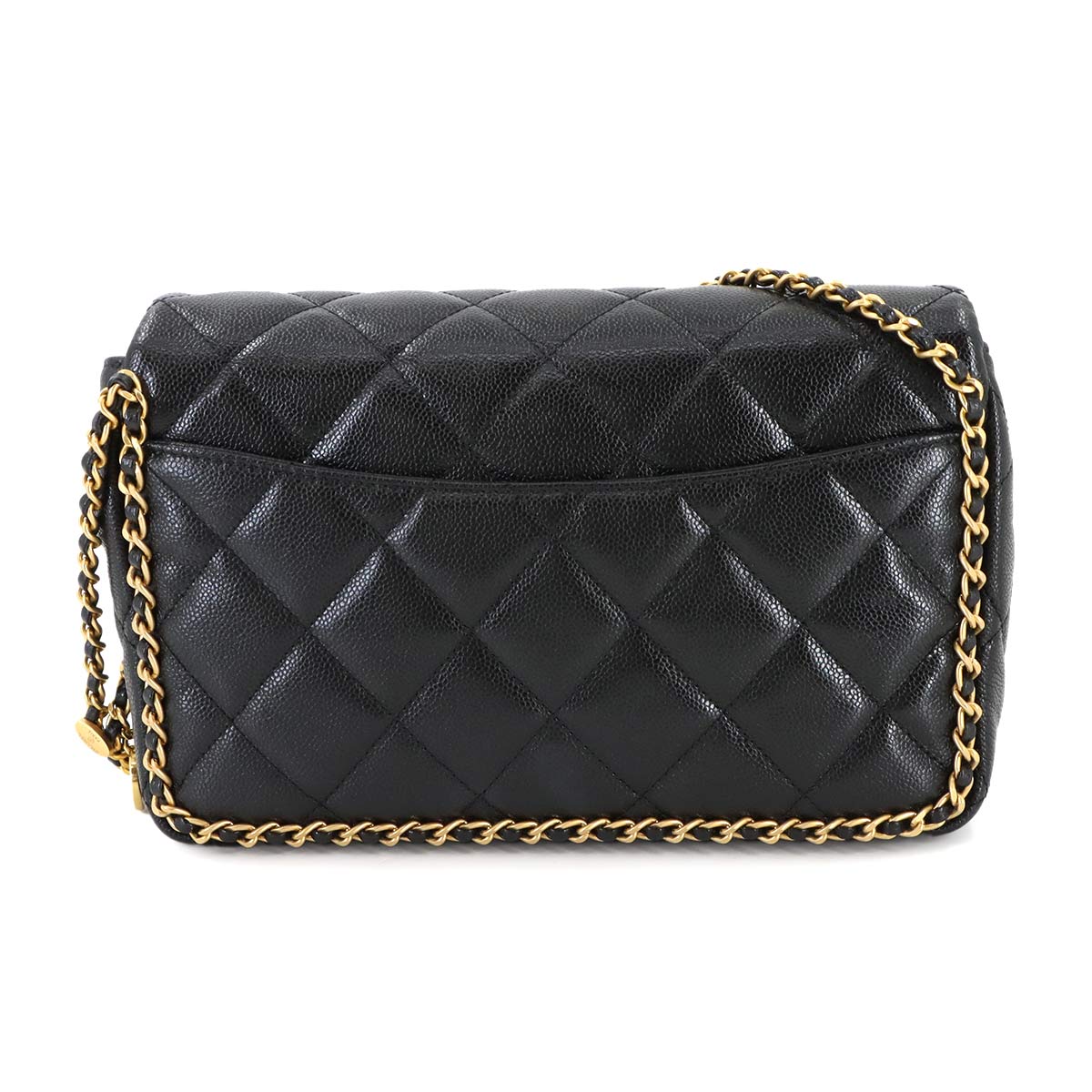 Matelasse Chain Shoulder Bag Leather Black AS3468 Purse